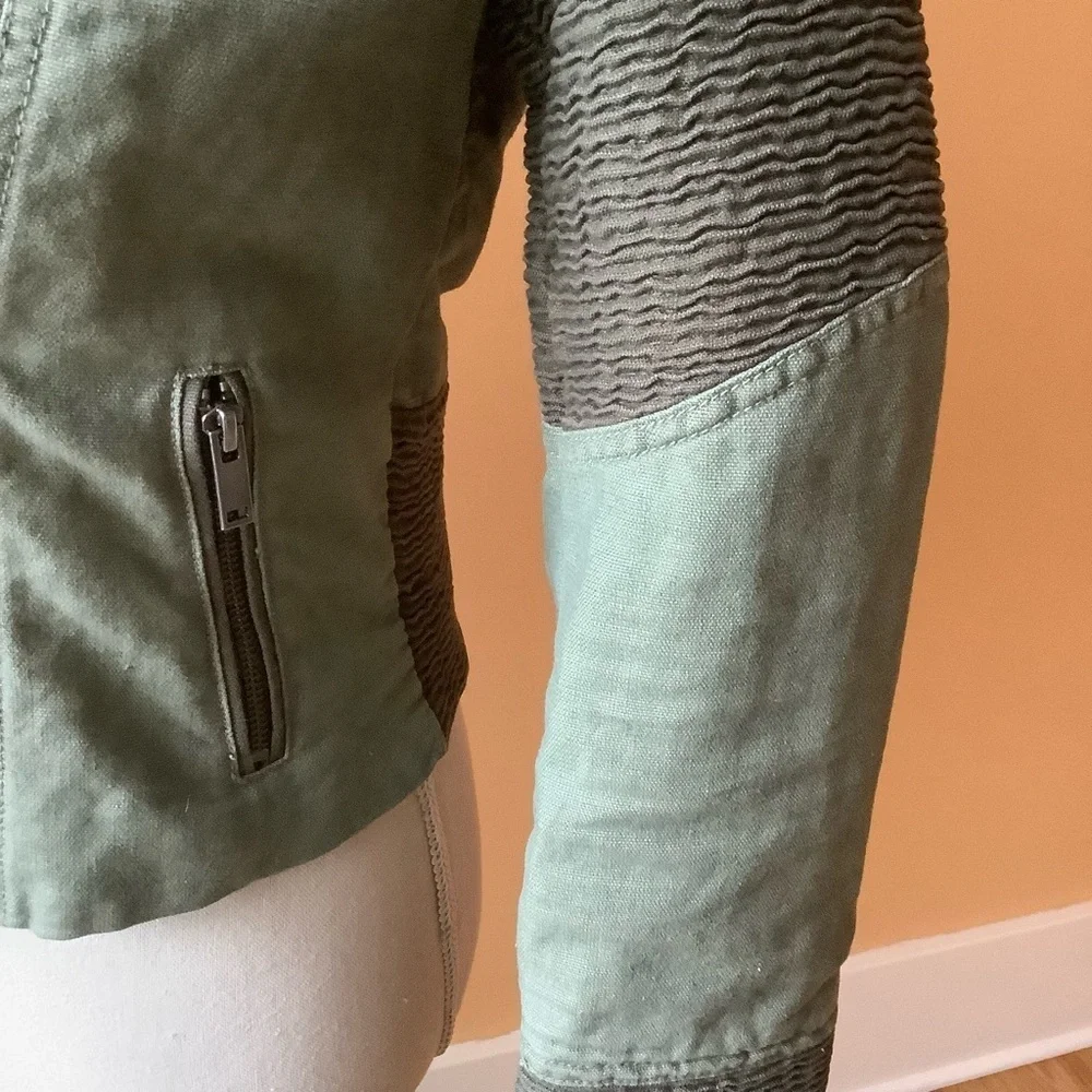 WILFRED FREE Olive Green Moto Jacket Size S - Picture 9 of 16